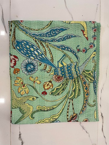 Green twin size bird handmade - green,
