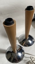 TWO Vintage Ikea Kvintol Beech Chrome Desk Table Lamps base only 26cm