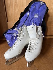 Risport RF4 ice figure skates, white, size 225, Mark IV Ultima blade, with bag