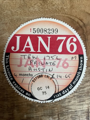 Old vintage tax disc january - vintage,