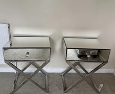 Mirrored Dunelm Bedside Tables Pair with Drawer
