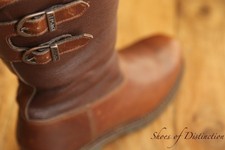 Hunter Derwent Shearling lined Brown Leather Buckled Boots Shoes UK 10 US 11