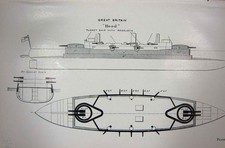 Old Antique Print Navy Ship 1899 British Hood Imperieuse Warspite Plans 19th