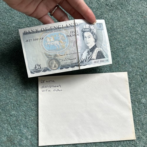 Old five pound note - five, £5