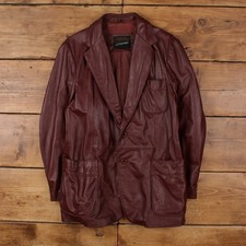 Vintage JCPenney Leather Jacket L 70s Blazer Red
