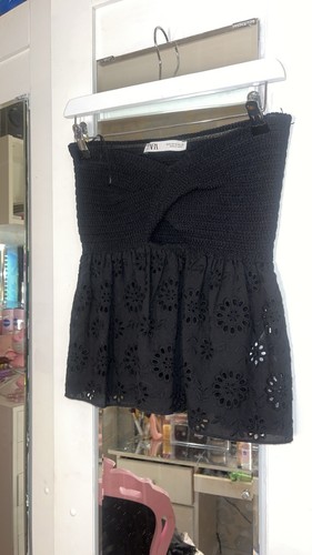 Black zara embroidered bardot - zara,