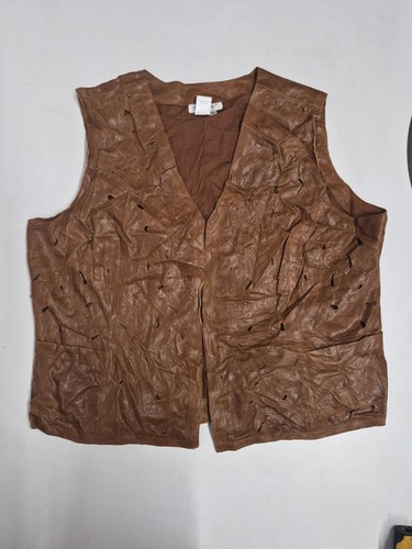Vintage leather waistcoat - , 46"