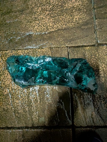 Long aqua green slag glass - “long,
