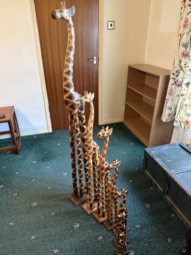 Wooden giraffe statues piece - wooden,