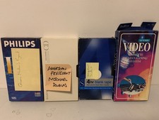 S/VHS VIDEO Cassette Head Cleaning System Tape & 3 Used Blank VHS Tapes