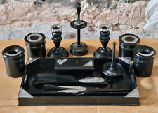 SUPERB H F Daltrey & Co SILVER MOUNT LARGE EBONY DRESSING TABLE SET 1921