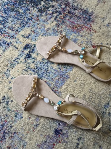 Tamaris beige jewel sandals - tamaris,