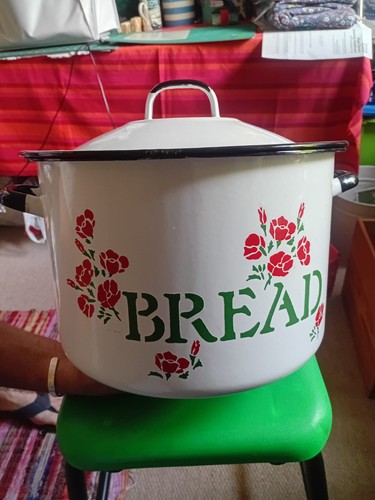 Vintage enamel bread bin