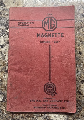 Operating manual handbook - manual, mg