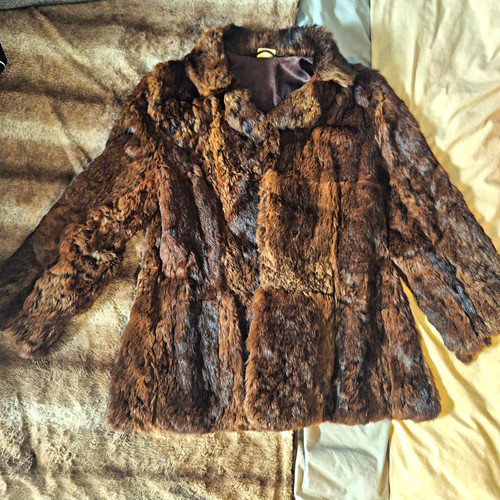 Brown natural coney fur - brown, coat