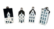 KLM BOLS Delft Blue Miniature Canal Houses Set of Four (4) EMPTY