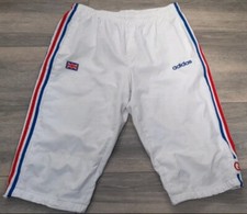 VINTAGE ADIDAS Team GB SIZE LARGE WHITE CROPPED SWIM SHORTS VGC FREE P&P