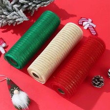 Christmas Tree Mesh Ribbon 10 Yard (30ft) Roll Deco DIY Wreath Garland Gift Wrap