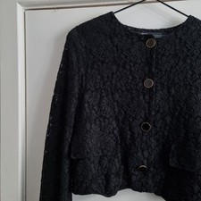 Zara 80s style cropped lace suit blazer jacket 8 10