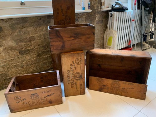 Vintage wooden crates - wooden, j&f