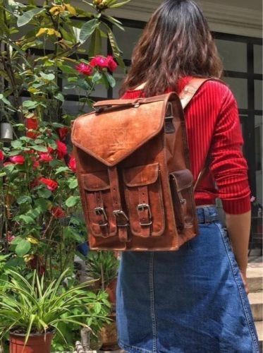 Vintage backpack leather bag - vintage,