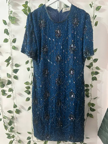 Vintage navy beaded - vintage,