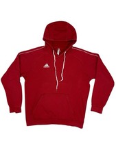 Adidas Red Embroidered Pinstripe Hoodie Large