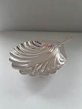 Antique Silver Shell Butter Dish & Knife Sheffield 1909-1914 Henry Atkins W 65g