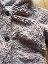 Next Dusky Pink shaggy style Coat - Size 3-4 years - Worn
