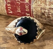 Gents 9ct Gold Onyx & Garnet