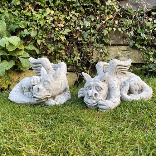 Pair small laying dragons - pair,