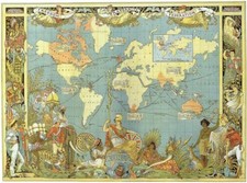 Vintage Map of The World 1886 Victorian British Empire Poster Art Print A3 A4