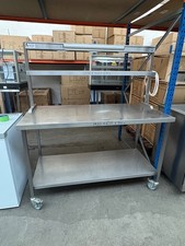 Stainless Steel Catering Table WIth 2 Tier Heated Gantry Fited 1400mm On Wheels