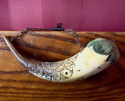 1880s 1910s scrimshaw powder - 1880s-1910s,
