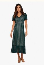 Apricot Dark Green Lace V Neck