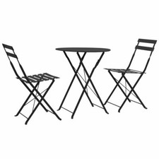  3Set Metal Garden Bistro  Outdoor Patio Furniture Chairs Table white grey black