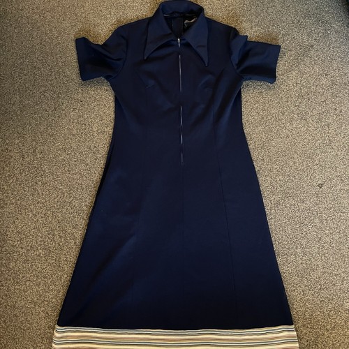 Vintage 70s blue polyester