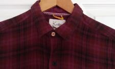 KOTO Shirt UK XS Burgundy Check Long Sleeve Button Fastener 100% Cotton VGC