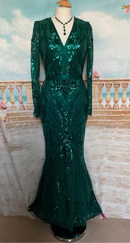 Evening dress green sequin - dress, 10