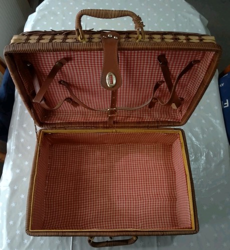 Vintage wicker picnic hamper - vintage,