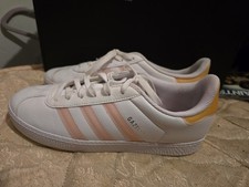 Adidas Gazelle Womens Originals White Pink Leather Low Top Trainers UK Size 5 Uk