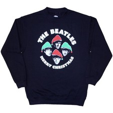 The Beatles 'Christmas Hats' Navy Blue Sweatshirt - NEW OFFICIAL xmas jumper