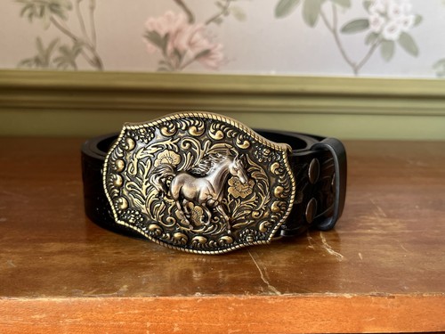 Western horse belt buckle - belt,