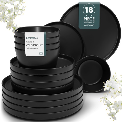 Vancasso piece matte - 18-piece, black