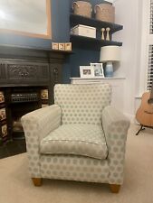 Laura Ashley Armchair Duck Egg Blue Spot & Green Wooden Legs