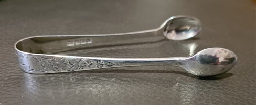 Edwardian silver sugar - sugar, tongs