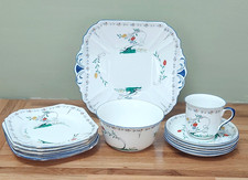 Shelley Vincent Shape 11603 Art Deco Plates, Saucers, Bowl, Cake Plate, Cup 1928