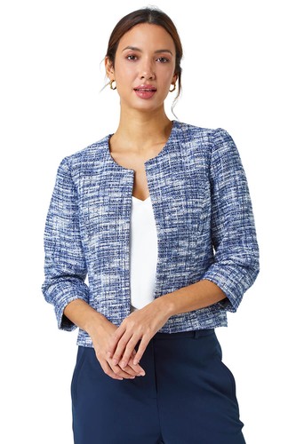 Collarless cropped boucle - collarless,