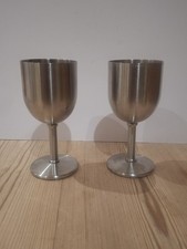 2x Vintage Winton Stainless Steel Goblets Made In England 