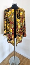ZARA  tropical coat L UK 12 mustard print blazer jacket open READ floral womens 